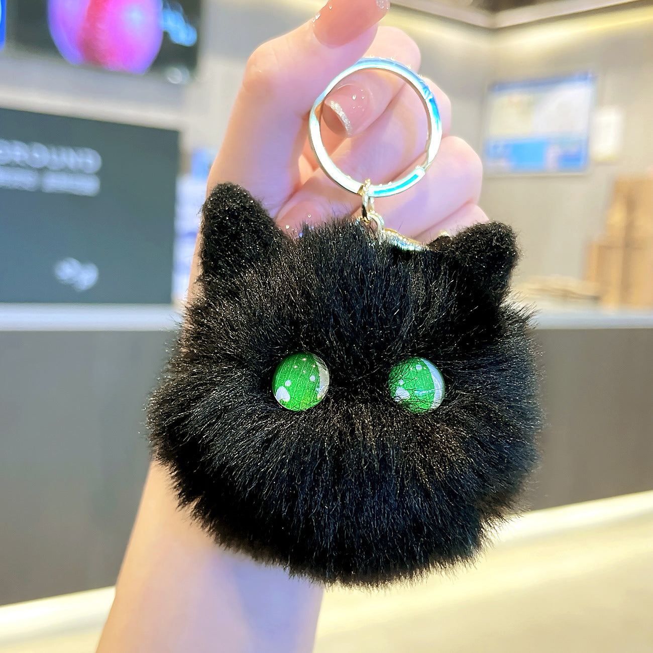 Wholesale Plush Kitten Head Keychain